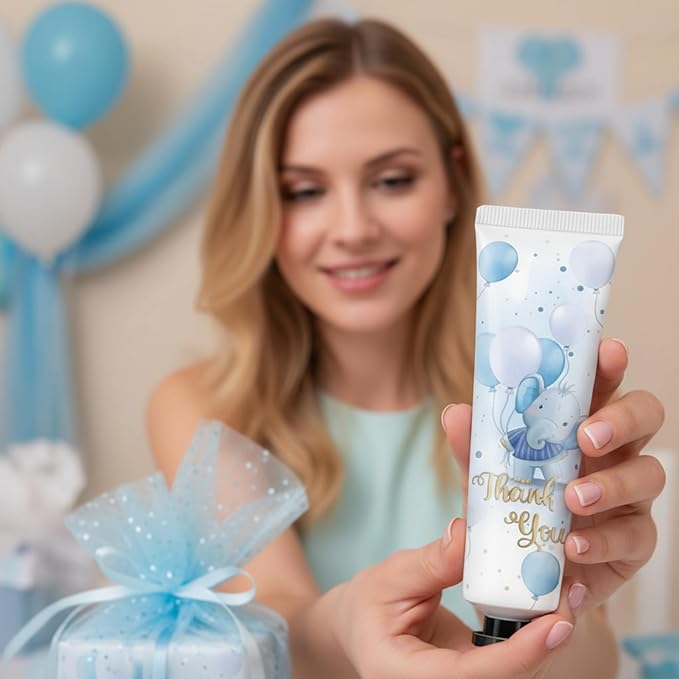 48 Sets Blue Elephant Hand Cream Gifts Bulk Baby Shower Hand Cream Travel Size Lotion Bulk Fall Thanksgiving Party Supplies Favors Birthday Wedding for Guest
