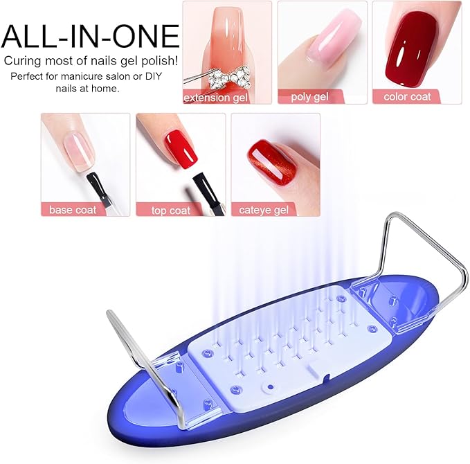 2 in 1 Nail Lamp & Hand Rest,Soft Nail Arm Rest with Gel Light,48W LED Nail Curing Lamp Dry Fingernails Toenails Gel Polish,Home Manicure Salon Tool (Black)