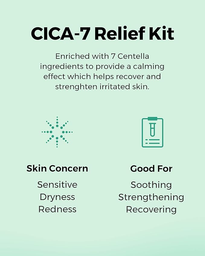 COSRX CICA Relief Kit, Toner, Serum, Cream with Centella Asiatica, Sensitive Skin, Soothing, Moisturizing, Travel Size Set, Gift Set, Korean Skin Care, Not Tested on Animals, Paraben Free