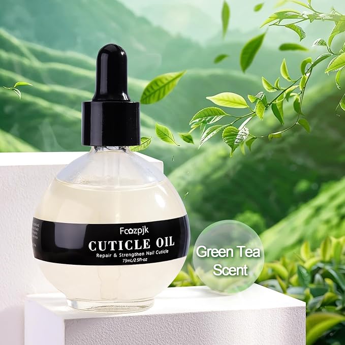 Cuticle Oil, Revitalizing Cuticle Oil for Nails with Vitamin E Green Tea Cuticle Oil Scented Repairs Cuticles Nail Treatment Moisturizing Nail Strengthener 73ml/2.6 Fl Oz
