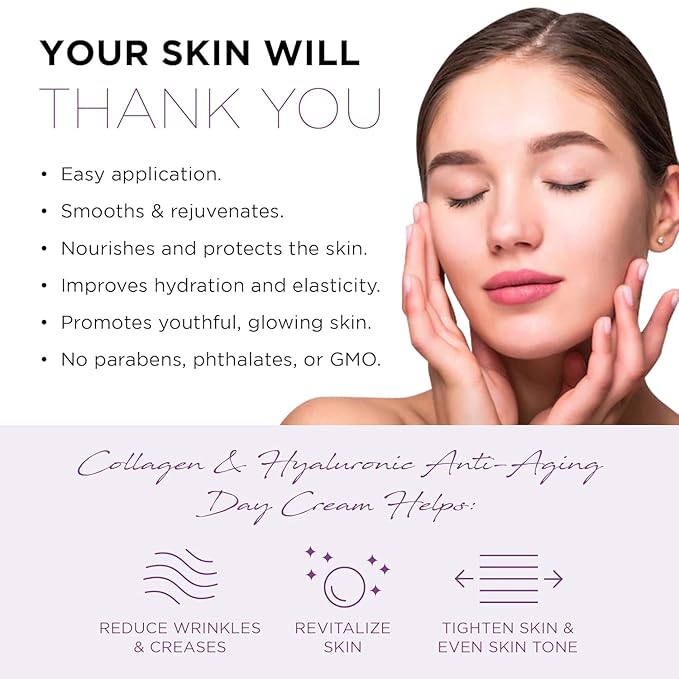 Azure Dermatologist Tested Collagen & Hyaluronic Acid Face Moisturizer - K Beauty - Anti-Aging Cream for Wrinkle Repair & Deep Hydration Face Cream - Korean Skincare - All Skin Type 1.69 fl oz