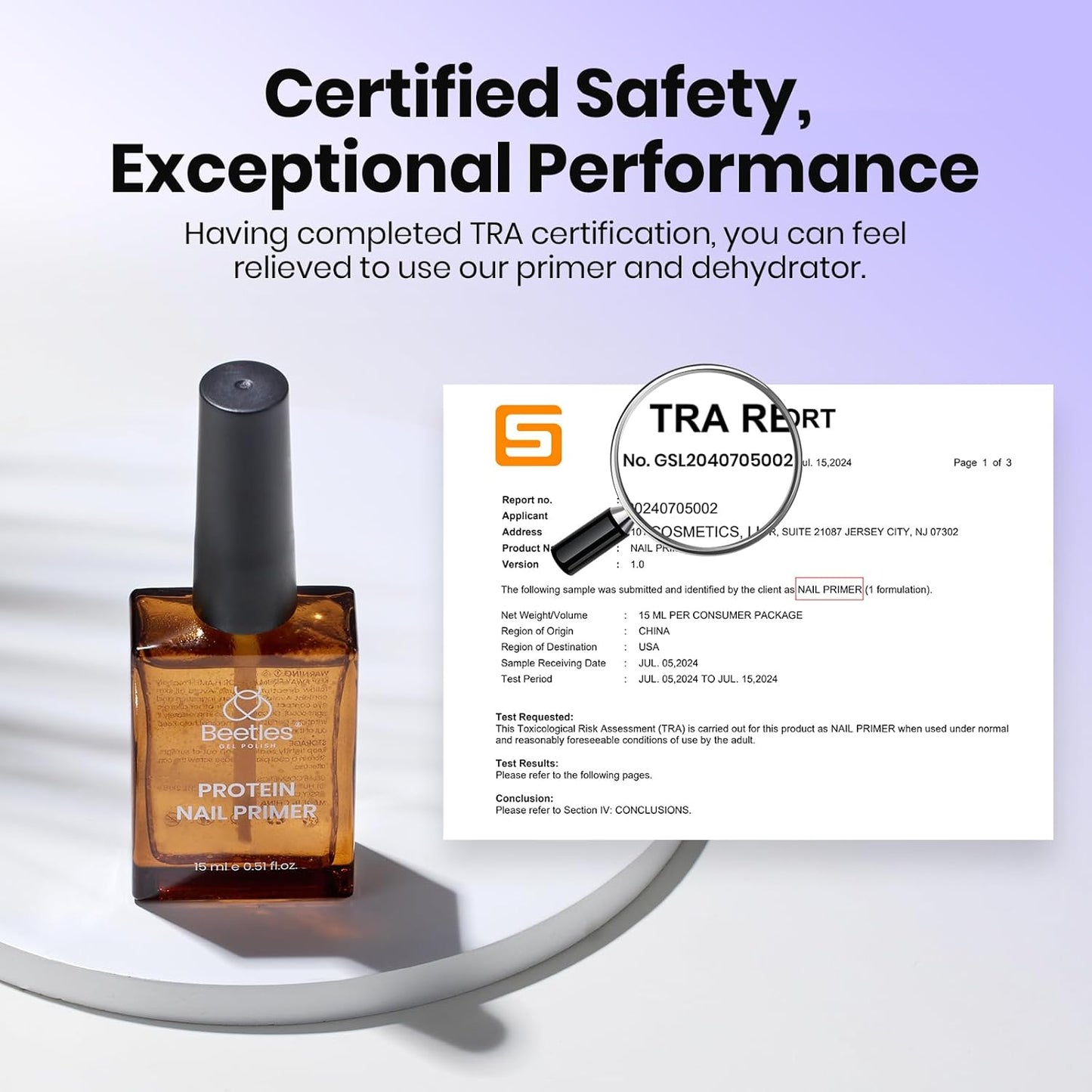 Beetles Nail Primer 15ml Protein Nail Prep for Gel Nail Polish, Upgraded Formula 2 in 1 Nail Bond No Lifting, Peeling, HEMA Free & Acid Free for False Nail Tips Acrylic & U V Gel Gifts for Women