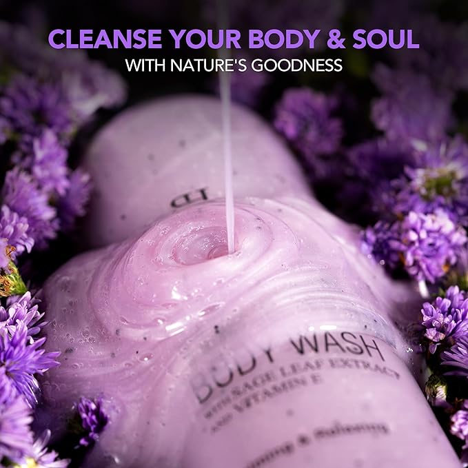 Botanic Hearth Bulgarian Lavender & Ylang Ylang Body Wash | Shower Gel | 16 Fl Oz With Vitamin E, Sage Leaf Extracts | Calming & Relaxing | Sulphate & Paraben Free