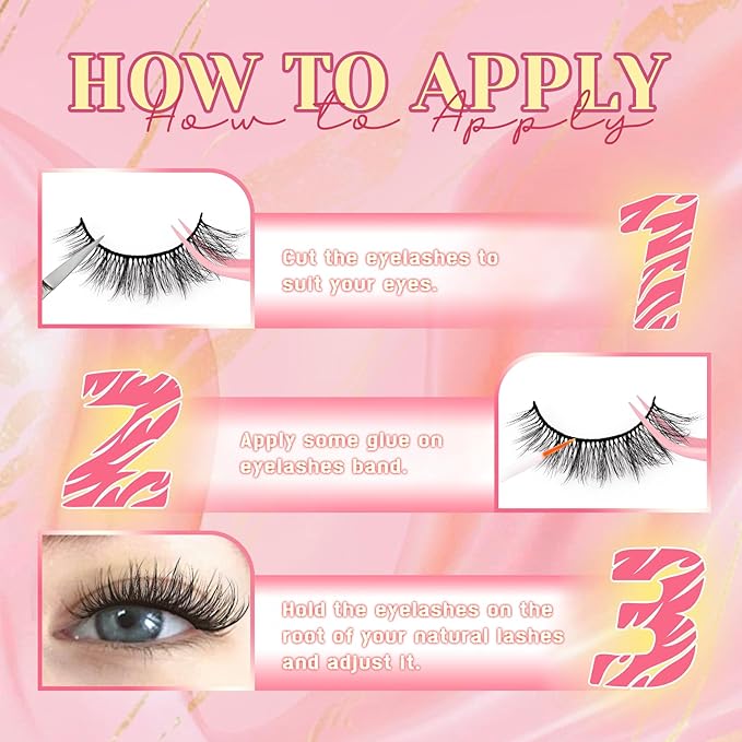 Ahrikiss Lashes Wispy False Eyelashes Natural Look Cat Eye Lashes 8 Pairs Faux Mink Lashes Fluffy Fake Eyelashes Lightweight Soft Strip Lashes (Ethereal Only)