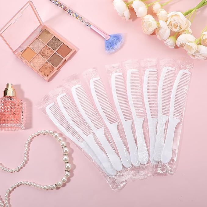 200Packs Individually Wrapped Bulk Combs, Disposable Combs in Bulk Plastic Mini Travel Combs with Long Handle for Homeless, Hotel, Shelter, Nursing Home, Charity (White, 6.3 x 0.94'')