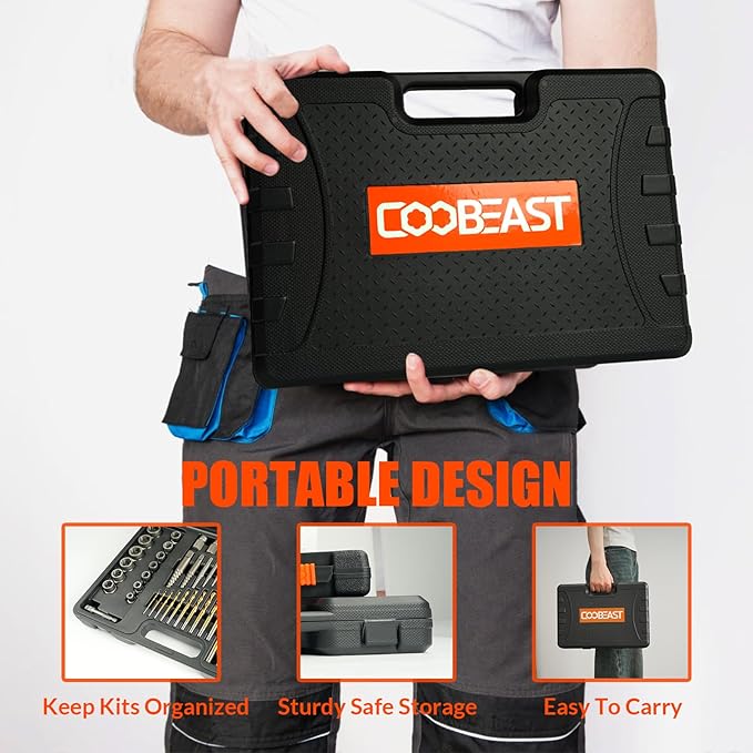 49Pcs Bolt Extractor Kit with Left Hand Drill Bit, Screw Extractor Set Heavy Duty, Bolt Extractor & Reverse Drill Bit Easy Out Damaged Nuts Stripped Screw with Portable Case Great Mens Gift