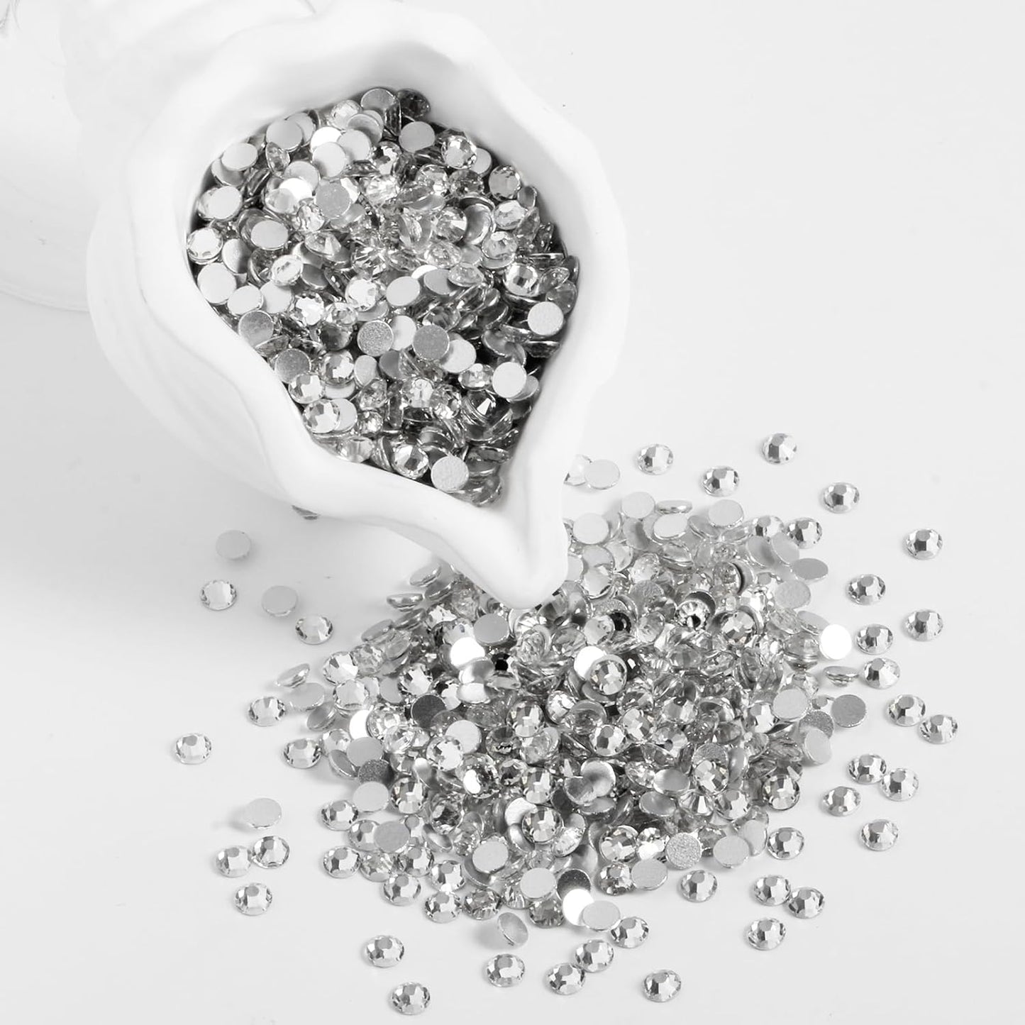 2000PCS SS12 Flatback Rhinestones | 12-Facet Diamond-Cut Glass Gems for Nail Art, Clothing, DIY Crafts |Glue-On Decoration Stones with Silver Backing(Crystal)