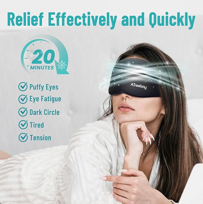 3D Gel Cooling Eye Mask, Weighted Eye mask for Sleeping, 3D Contoured Cup No Pressure Night Blindfold Sleep Mask, Ice Cold Pack Eyes Cold Compress for Puffy Eyes, Dark Circle, Black