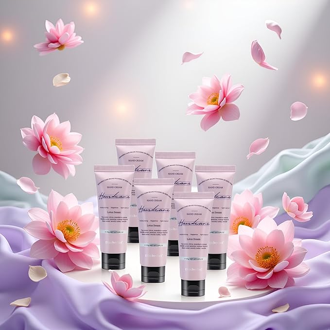 6 Pack Travel Size Hand Cream Set - 1 oz Moisturizing Lotion for Dry Cracked Hands, Lotus Dream Scented Hand Lotion Gift for Women, Nurses, Teachers, Bridesmaids Gifts
