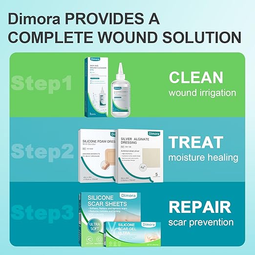 Dimora Hydrocolloid Wound Dressing, 10 Pcs Ultra Thin 4" x 4" Large Patch Bandages with Self-Adhesive, Fast Healing for Bedsore, Burn, Blister, Acne Care, Sterile and Waterproof