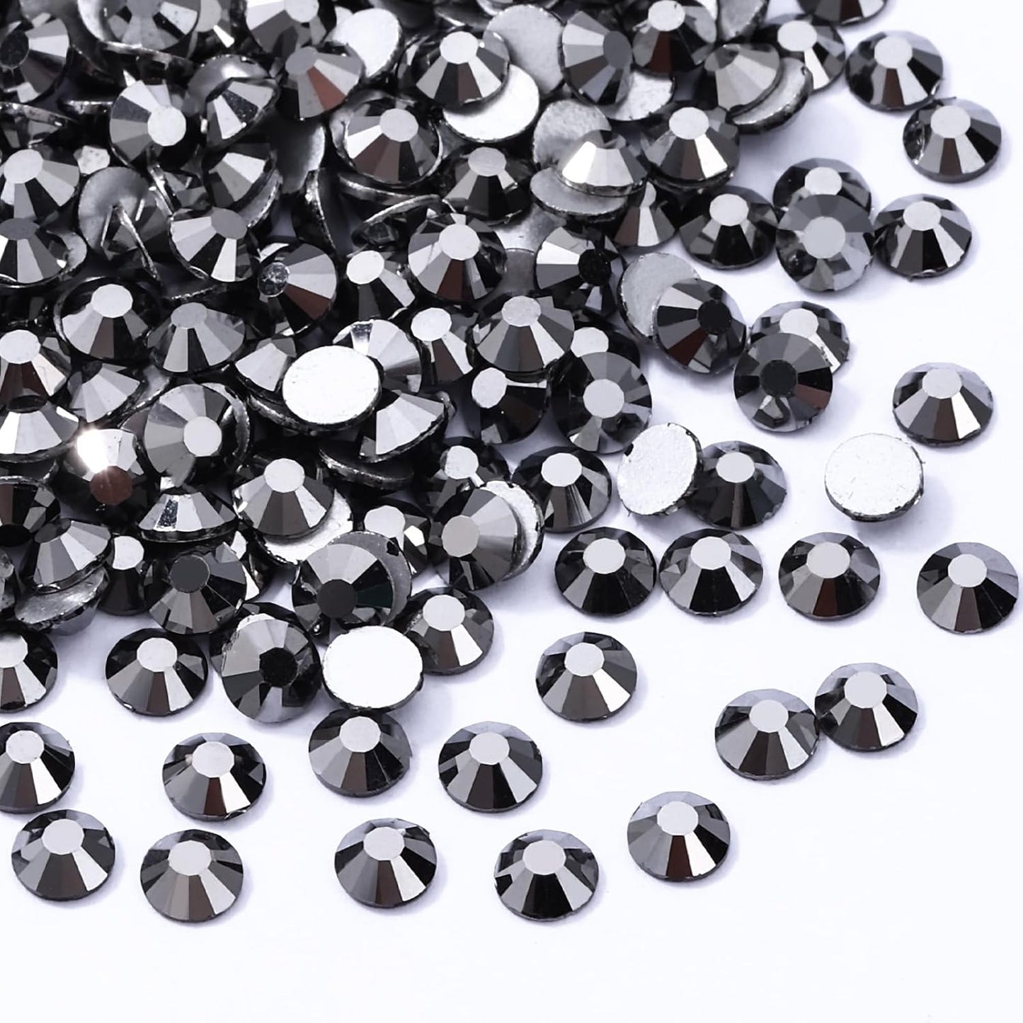 Black Hematite Flatback Rhinestones, Glass Rhinestones for Nail Art and Craft, Glue Fix, Loose Crystal Gemstones(Black Hematite, SS30, 288pcs, 6.4-6.6mm)