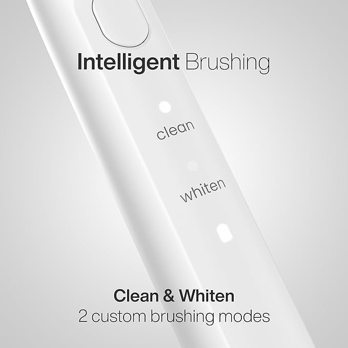 Aquasonic Icon ADA-Accepted Rechargeable Toothbrush | Magnetic Holder & Slim Travel Case | 2 Brushing Modes & Smart Timers | Gentle Micro-Vibrations (Pearl)