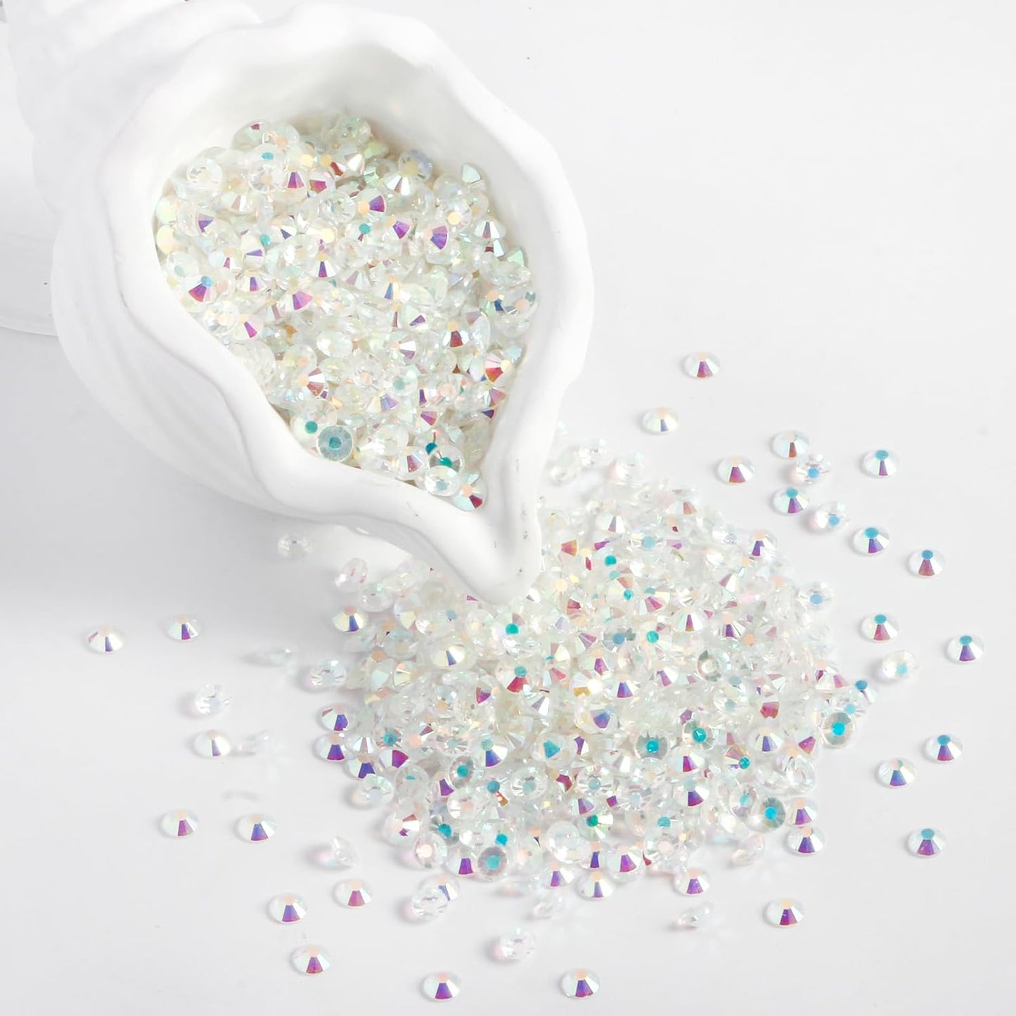 3000PCS SS8 Flatback Rhinestones | 12-Facet Diamond-Cut Glass Gems for Nail Art, Clothing, DIY Crafts |Glue-On Decoration Stones with Silver Backing(Transparent AB)