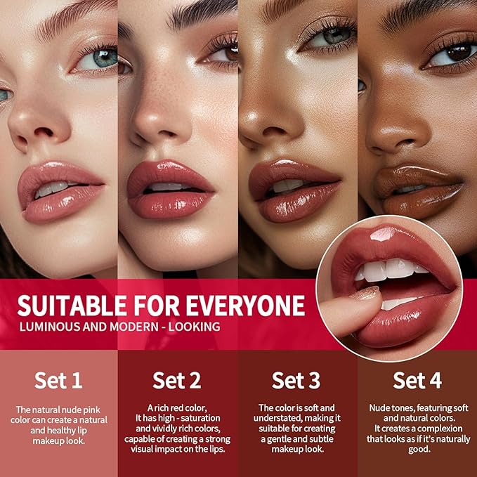 3PCS Lip Liner and Lipstick Combo Set - Matte Lip Liner Pencil, Velvet Matte Lipstick & Hydrating Collagen Lip Gloss - Long-Lasting, Smudge-Proof, High Pigment Nude Brown Lip Makeup Kit (Set 3, 3)