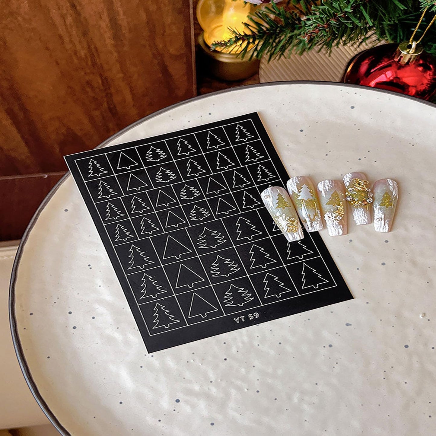 Christmas Airbrush Stencils Nail Sticker, Snowman Mistletoe Xmas Tree Nail Art Stickers Nail Stencils Decals, Holiday Design Winter Nail Guides Decal for Women Decoration DIY Tools 9Pcs