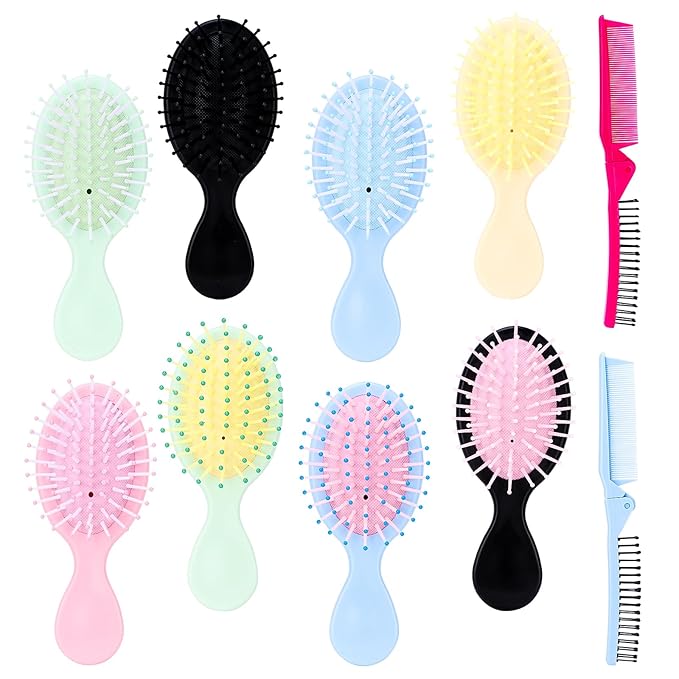 100 Pieces Mini Wet Hair Brush Set - Soft Bristles Detangling Brush for Dry & Wet Hair, Travel-Size Portable Detangler for All Hair Types, Multicolor Hairbrushes