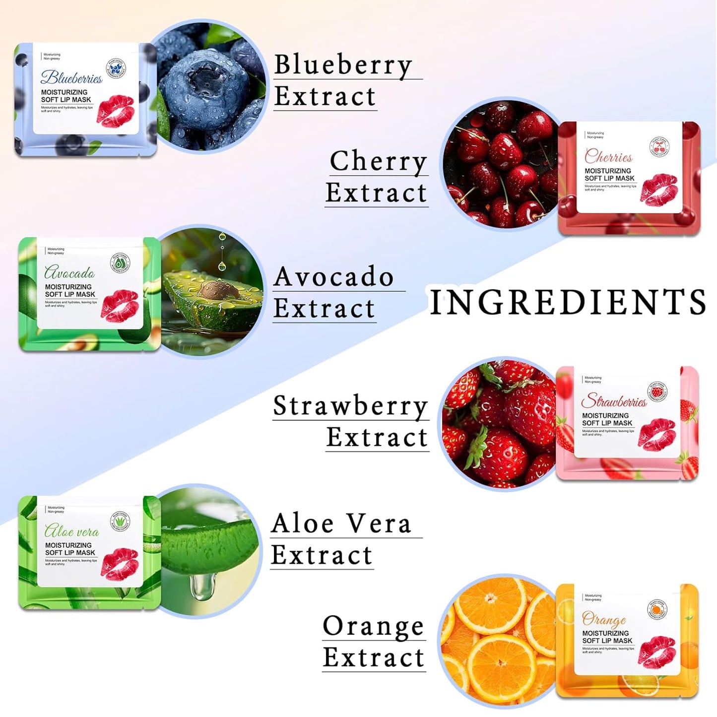 30PCS Moisturizing Lip Masks Set, Overnight Bulk Lip Patches, Long-lasting Hydrating Sleeping Lip Plumping Masks for Women 01