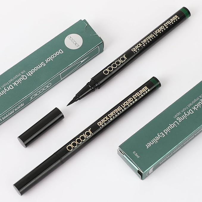 docolor Eyeliner, 2PCS Green Liquid Eyeliner Waterproof Eye Liner Pen Super Slim Precise All Day Green Eye Pencils Professional Makeup Liquid Eye Liner Pencil for Women