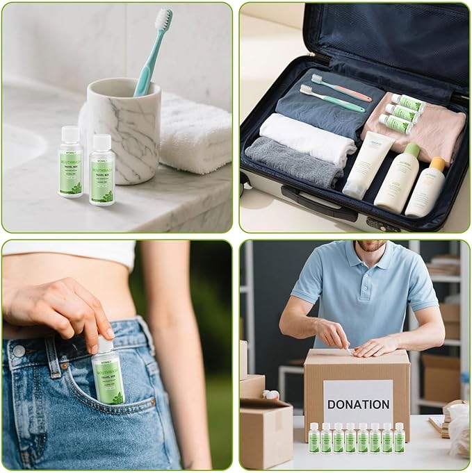 15 Pc Travel Size Mouthwash, 1.2oz/35ml Mini Mouthwash, Alcohol-Free, Portable Oral Rinse for Travel, Hotels, On-The-Go (Mint)