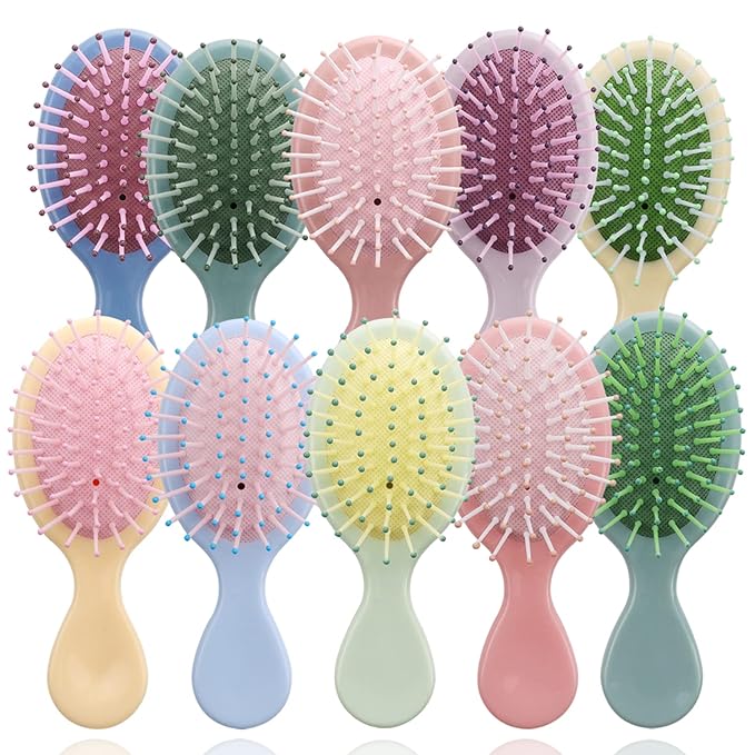 20 Pieces Mini Wet Hair Brush, Travel Detangling Brush with Soft Bristles for Most Hair Types, Handy to Operate, Convenient to Grip, Lightweight, Pack of 20, Multi-colored