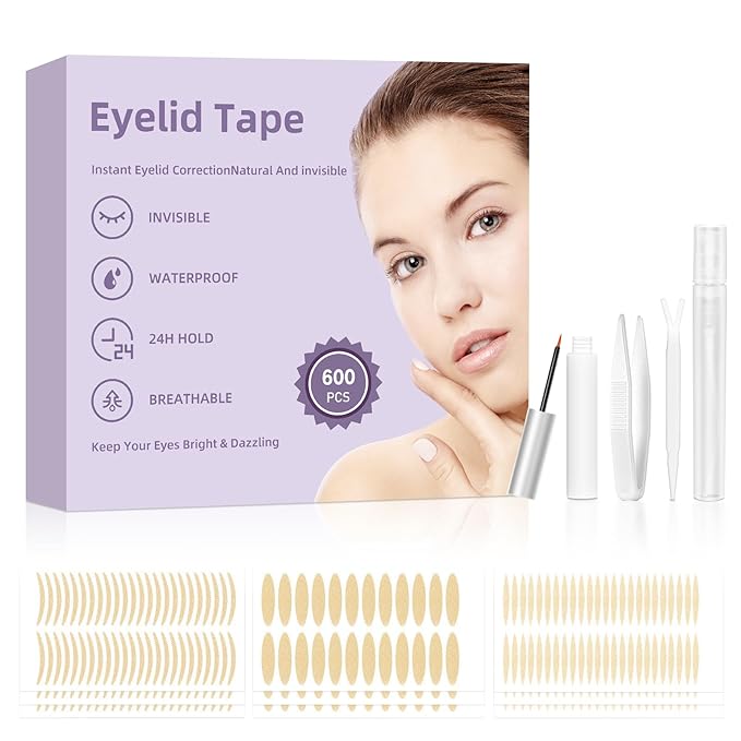 Double Eyelid Tape 600 Pcs,Create Perfect Double Eyelids, Lift Sagging Eyelids, Change Asymmetrical Eye Size,Three Sizes To Perfectly Enhance Your Eyes,And Make Your Eyes More Charming