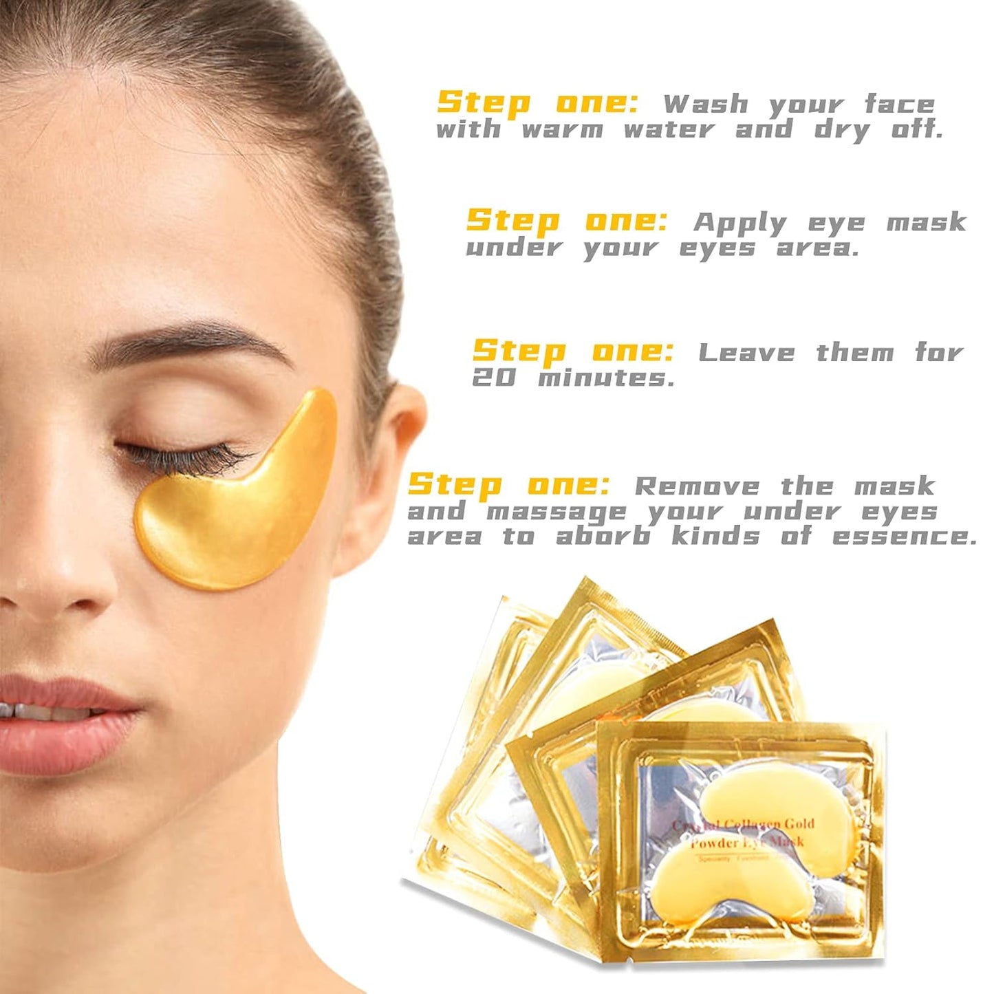 Adofect 28 Pairs Gold Eye Mask Collagen Eye Gel Pads Under Eye Mask for Puffiness and Dark Circle Under Eye Patches for Women and Men, Boxed-Gold (28 Pair Gold)