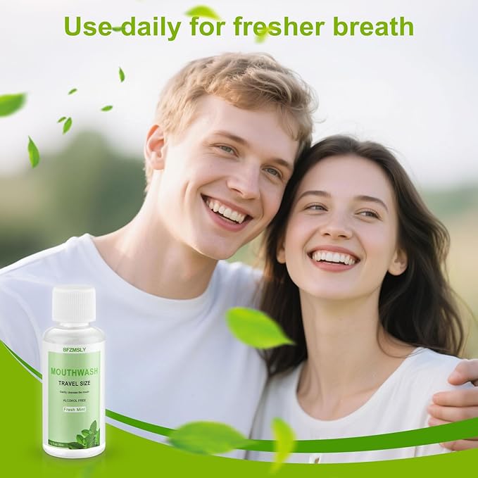 50 Pc Travel Size Mouthwash, 1.2oz/35ml Mini Mouthwash, Alcohol-Free, Portable Oral Rinse for Travel, Hotels, On-The-Go (Mint)