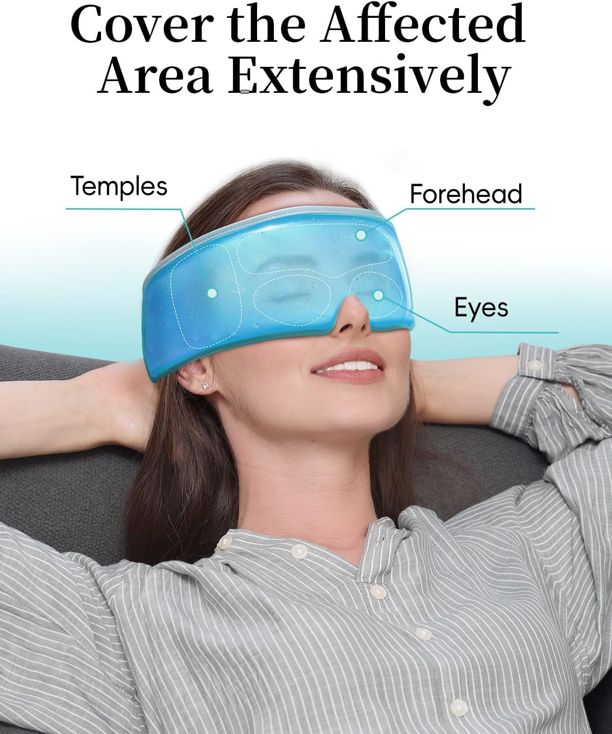 Cooling Eye Mask for Puffy Eyes, Headache and Migraine Relief Gel Eye Mask, for Headache, Puffiness, Eye Strain, Sinusitis & Post-Surgery Care – Large Soft Reusable Cold Eye Compress (Pale Blue)