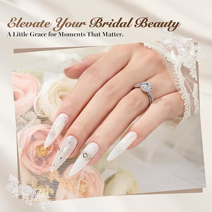 Beetles Wedding Gel Nail Polish Kit – Wedding Beauty 6 Colors Gel Polish, HEMA Free 15ml UV LED Soak Off Manicure with Base Coat Top Coat Oils Nail Polish All in an Elegant Gift Box Nail Set for Bride