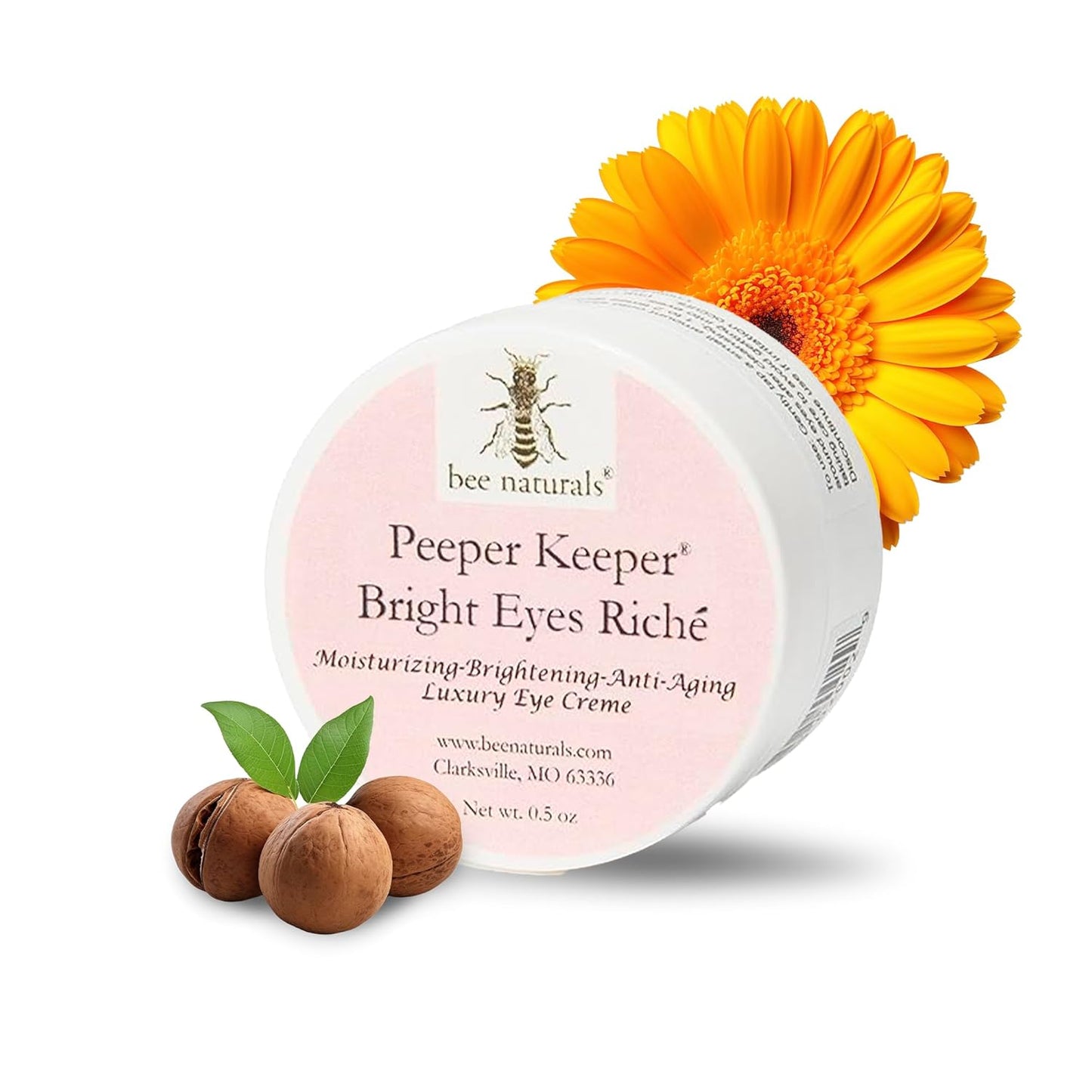 Bee Naturals Peeper Keeper Bright Eyes Riche Eye Crème - Hydrates & Reduces Fine Lines with Wheat Germ, Sesame Oil, Calendula Anti- Aging Peptide