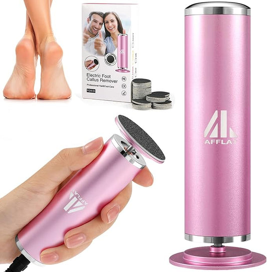 AFFLAT Electric Foot Callus Remover, Adjustable Speed (0-800Rpm), Adjustable Speed Foot Scrubber with 60 Pcs Sandpaper Discs, Electric Callus Remover for Feet,Pedicure Tool for Men and Women,Pink