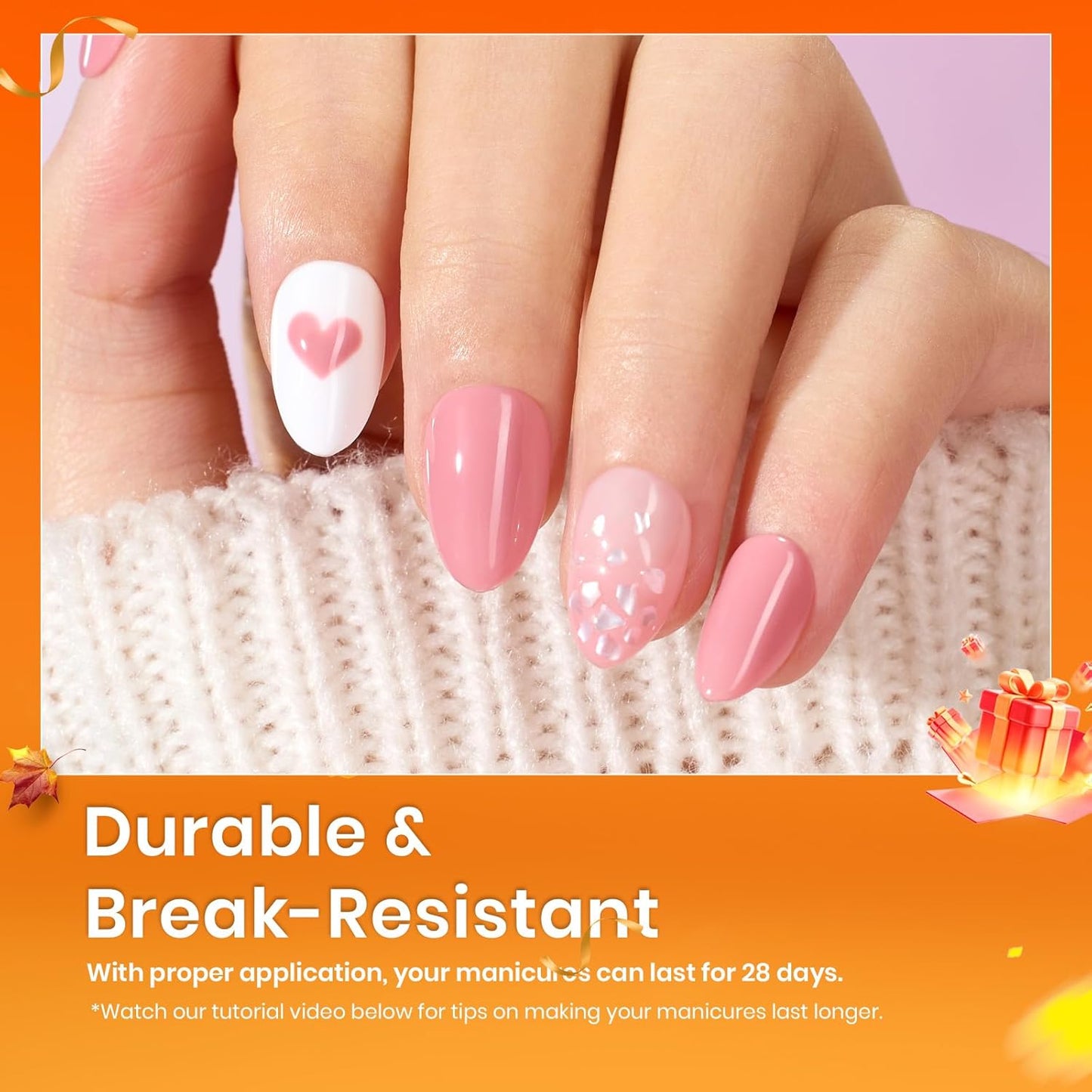 Beetles Gel Nail Tips 576Pcs Extra Short Almond Fake Nails Etch-X Half Matte Press on Nail Tips Full Cover Gifts for Women Gel Nail Polish Extensions Set