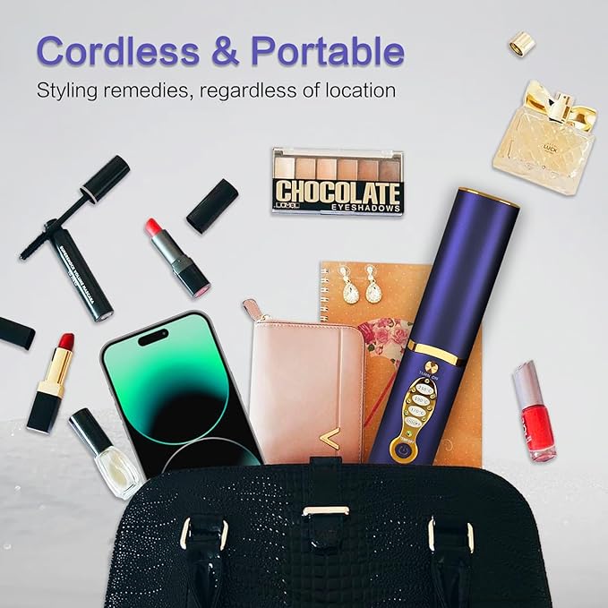 Cordless Hair Straighteners 5000 mAh Long Range Titanium Portable Flat Iron Wireless Mini Hair Straightener 2 in 1 for Straightening and Curling Travel Straightener max. 210℃/410℉ Heats Up in Seconds