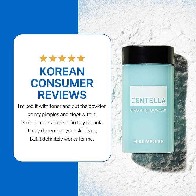 ALIVELAB Centella Dressing Powder – K-Beauty Acne Treatment, Calming Spot Care with Centella Asiatica for Sensitive, Oily Skin, Korean Skincare for Pimples & Redness (0.27oz)