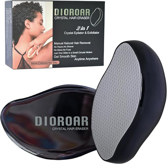 Crystal Hair Eraser,Upgrade Crystal Hair Remover,Physical Nano Glass Hair Removal Device,Painless Epilator and Exfoliator Without Shaver for Quick Soft Silky Skin(Black)