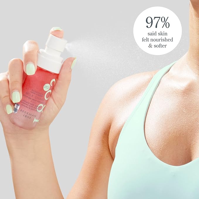 Beekman 1802 Milk Shake Body Mist - Pistachio & Dark Cherry 2 fl oz - Hyaluronic Acid, Jojoba Oil, Instantly Moisturizes, Hydrates & Softens, Good for Sensitive Skin, Cruelty Free