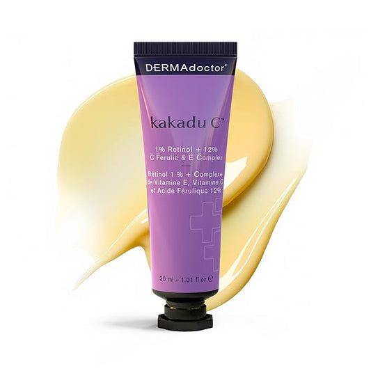 DERMAdoctor Retinol Cream for Face - Stable Vitamin C & E, Ferulic Acid Anti Aging Face Cream 1% Retinol Vitamin C Facial Moisturizer Night-Cream for Dullness, Discoloration, Fine Lines, & Wrinkles