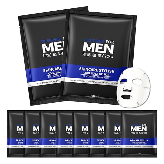 10 Pack Variety Facial Sheet Masks Skin Care Set, Hydrating Bulk Sheet Face Masks Skincare Gifts Set for Men, Long Lasting Moisturizing Face Mask Skincare for All Skin Type（15)