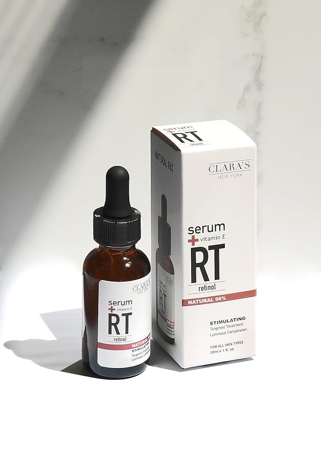 CLARA'S NEW YORK Glycolic Acid Facial Serum with Vitamin E for Exfoliating Smoothing Glowing Face Skin - Made in USA 30ml (1Fl/Oz) (Retinol)