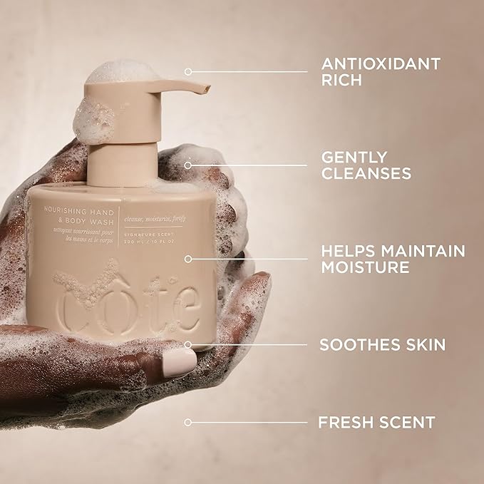 Côte Beauty’s Nourishing Hand & Body Wash for Dry Skin, Soothing Formula, Hydrating Body Wash for Sensitive Skin, Antioxidant Rich Cleanser, Vegan & Cruelty-Free, Made in USA, 10 Fl Oz