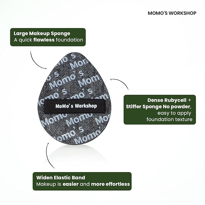 Black Denim Makeup Sponges,Blender Sponges for Foundation & Concealer, Non-Absorbent Rubycell, Large Beauty Sponge,Makeup on Details Targeted, Travel Friendly & Reusable,2pcs