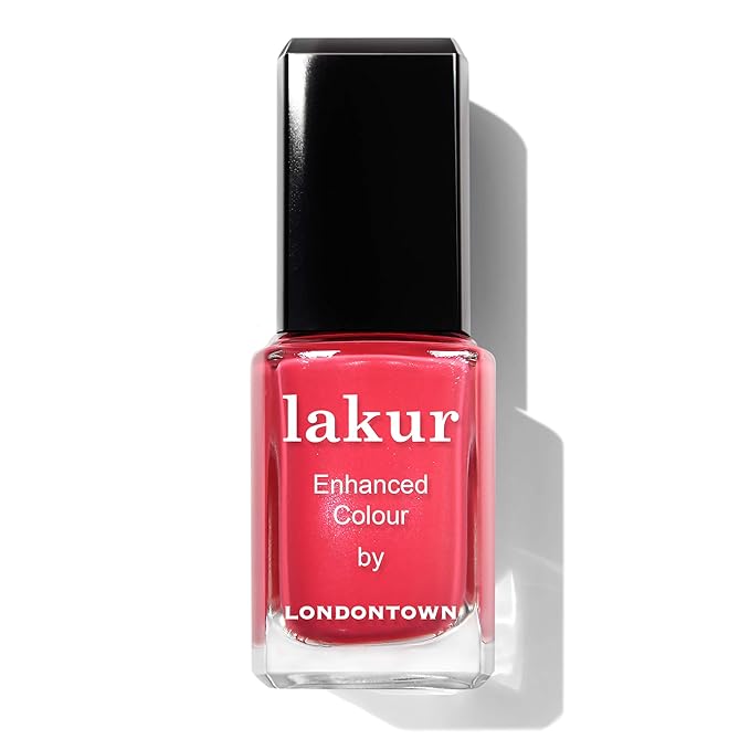 LONDONTOWN lakur Nail Polish - Chip-Resistant, Non-Toxic, Conditions & Hydrates Nails | Glossy Coral Pink, Weekend Cheers, .40 fl oz