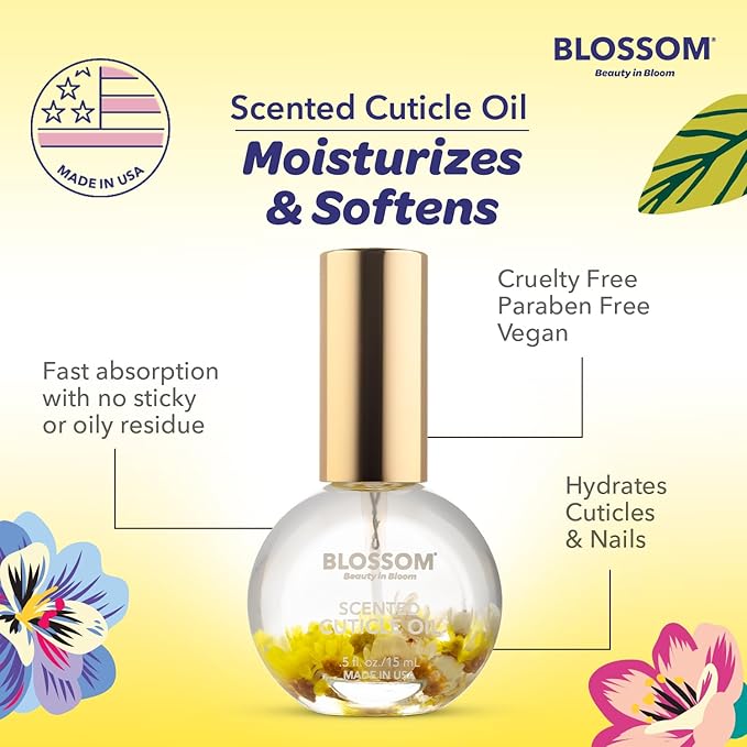 Blossom Cuticle Oil for Nails, Hydrating, Moisturizing, Scented Nail Oil Cuticle Care, Infused with Real Flowers, Made in USA, 0.5 fl. oz, Amazon Exclusive, Lily