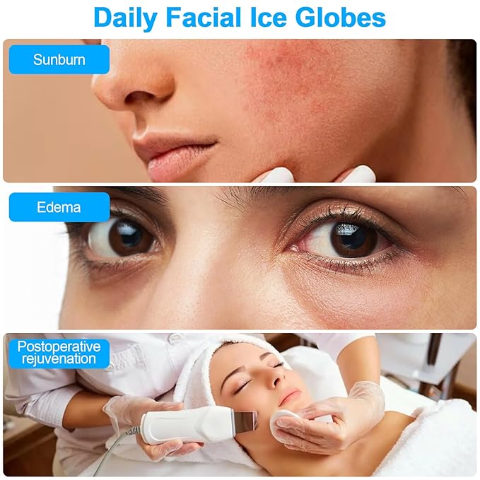 CGBE 360 Rotating Ice Globes for Face, Food-Grade Stainless Steel Facial Globes for Cryo Therapy, Smaller Ice Globes for Facials Reduce Wrinkles & Swelling - Pink