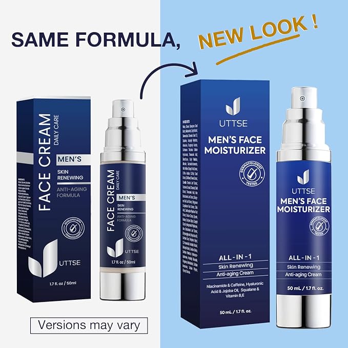 6-in-1 Face Cream for Men: Anti Aging & Wrinkle Cream for Men with Collagen, Hyaluronic Acid, Vitamins E & B, Shea Butter - Dark Spots Remover & Eye Bags Treatment - 1.7 oz.