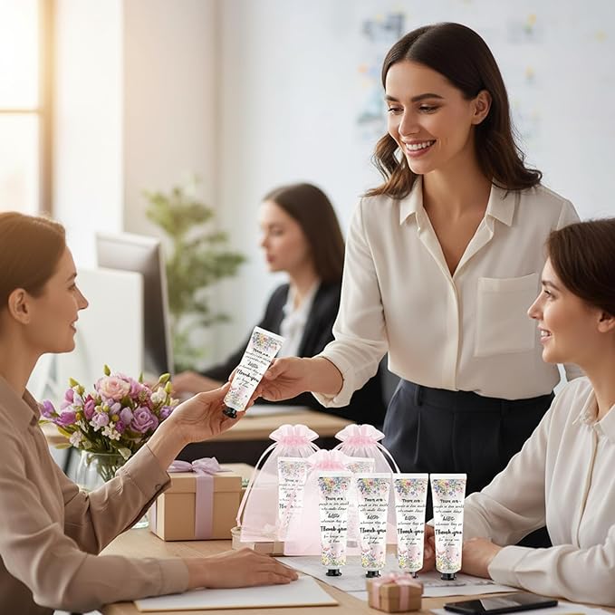 48 Sets Appreciation Thank You Hand Cream Bulk Baby Shower Favors Gifts Bridal Thank You Hand Cream for Guests Travel Size Lotion with Organza Bags