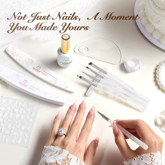 Beetles Wedding Gel Nail Polish Kit – Wedding Beauty 6 Colors Gel Polish, HEMA Free 15ml UV LED Soak Off Manicure with Base Coat Top Coat Oils Nail Polish All in an Elegant Gift Box Nail Set for Bride