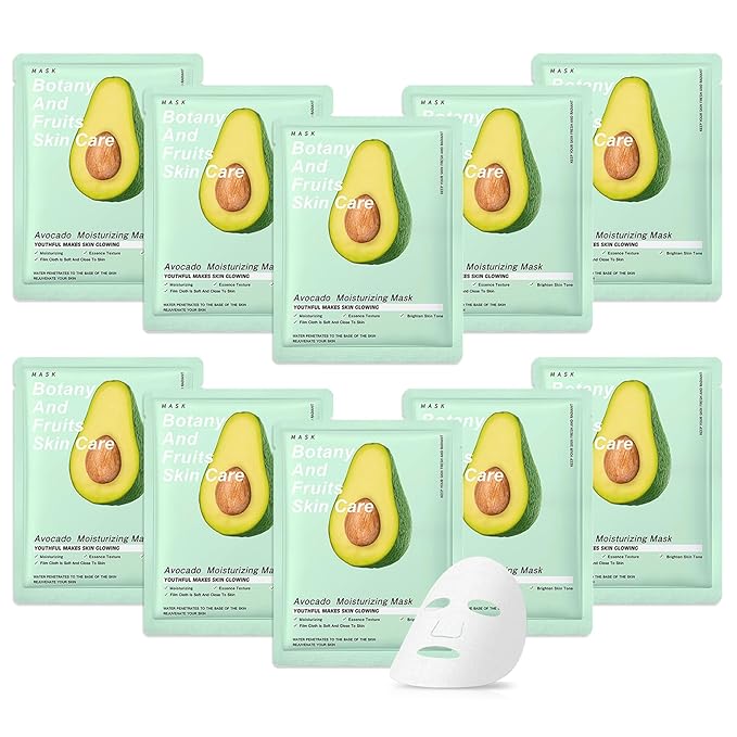 10 Pack Variety Facial Sheet Masks Skin Care Set, Hydrating Bulk Sheet Face Masks Skincare Gifts Set for Women Men, Long Lasting Moisturizing Face Mask Skincare for All Skin Type（B9)