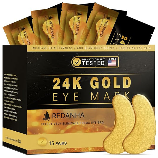 15 Pairs 24K Gold Under Eye Patches Face Masks Dark Circles Puffy Eye Bags Collagen Skincare Spa Trip Gift Eye Mask
