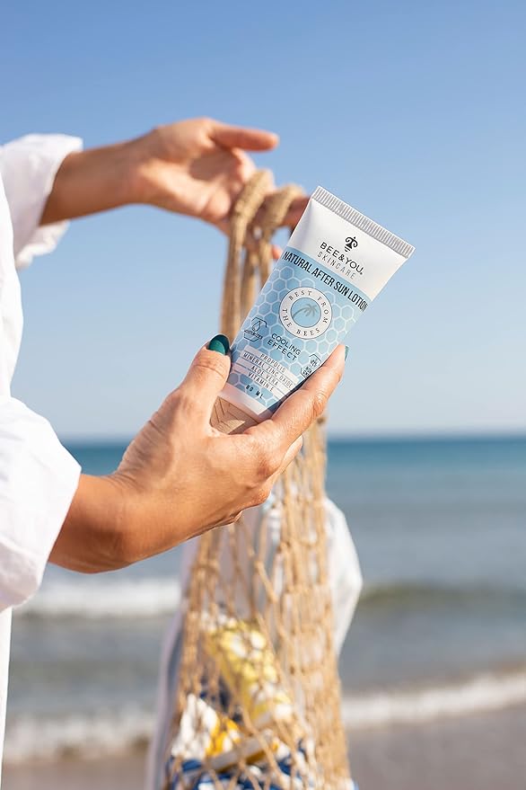 Bee and You After Sun Lotion, Aloe Vera, Propolis Extract, Cooling, Mineral-Based Zinc Oxide, Vitamin E, 100% Natural Sunburn Relief Treatment, 80ml